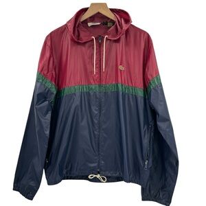 Vintage 90s Jacket Izod Lacoste Windbreaker Lightweight Hooded Full Zip | Medium